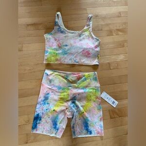 Harmony & Balance Tie-Dye Yoga Set (Top & Biker Shorts) – Size XL